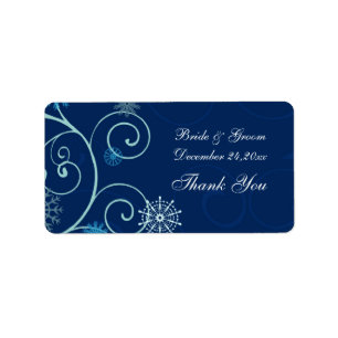 Blue Snowflakes Étiquettes de mariage de Noël