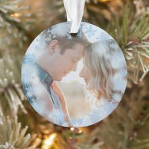 Blue Snowflakes First Christmas Marié Photo