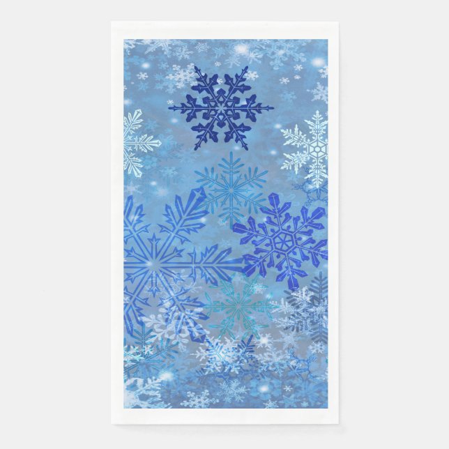 Blue Snowflakes Gast Handtuch Napkins Serviette (Vorderseite)