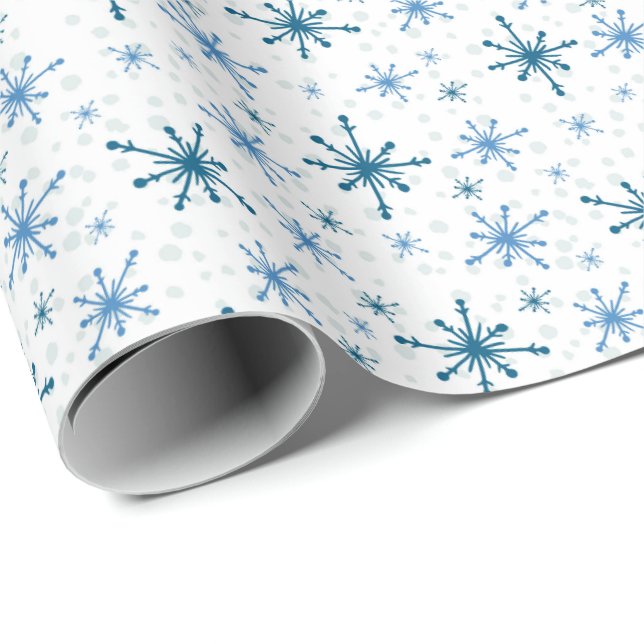 Blue Snowflakes Geschenkpapier (Rolleneckpunkt)