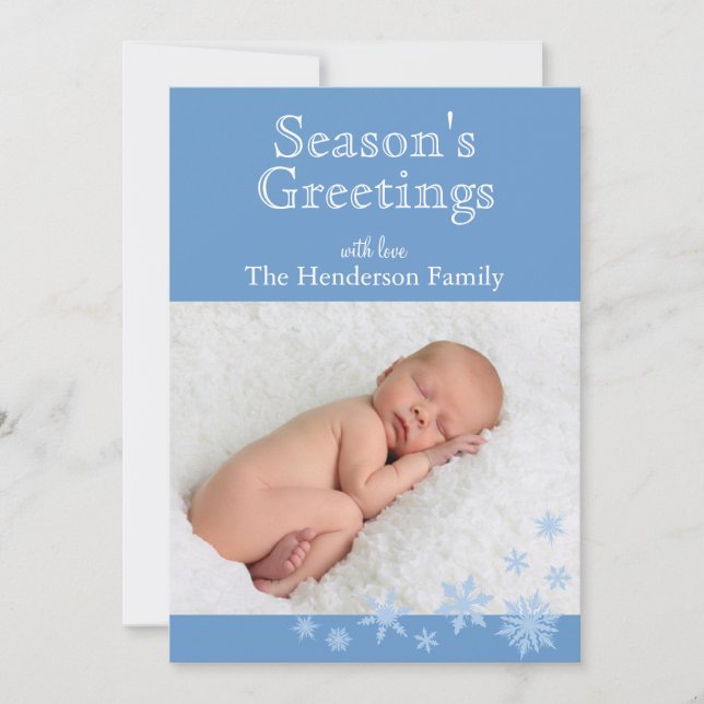 Blue Snowflakes Holiday Card Feiertagskarte (Vorderseite)