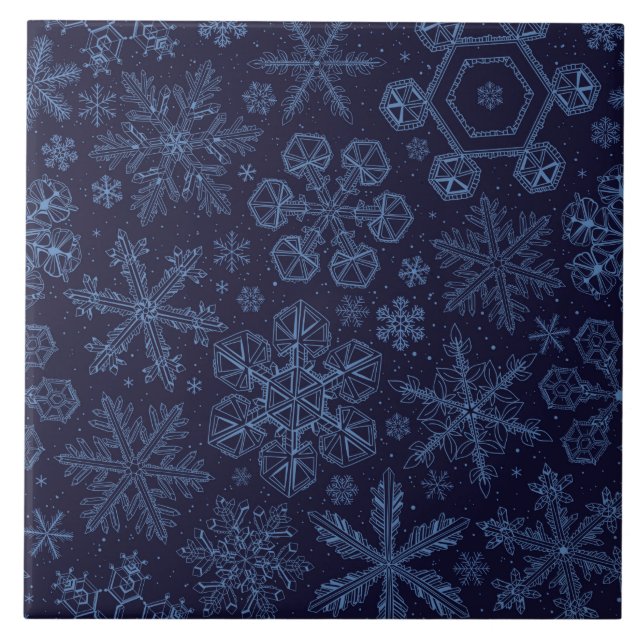 Blue Snowflakes on blue Fliese (Vorderseite)