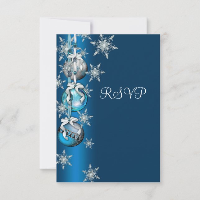 Blue Snowflakes Ornamente Weihnachts-Party UAWG RSVP Karte (Vorderseite)