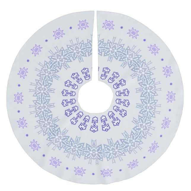 Blue Snowflakes Ring Polyester Weihnachtsbaumdecke (Vorderseite)