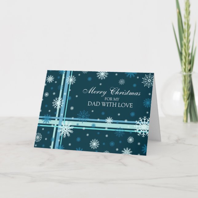Blue Snowflakes Vater Frohe Weihnachtskarte Feiertagskarte (Vorderseite)