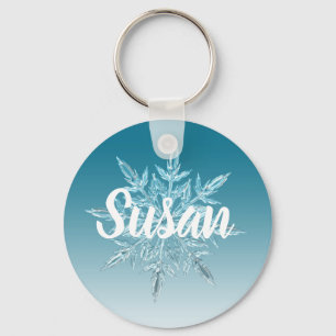 Blue Snowflakes Weihnachten Personalisierte Schlüs Schlüsselanhänger