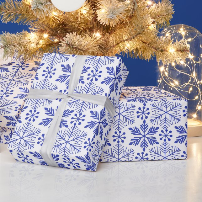 Blue Snowflakes Weihnachtsfeiertag Wintergeschenk Geschenkpapier (Feiertage)