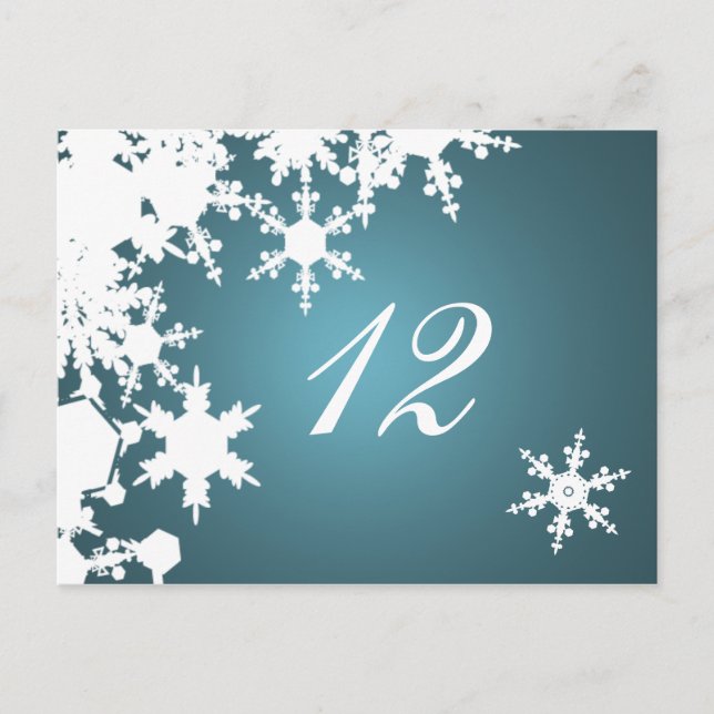Blue Snowflakes Winter Hochzeitstisch Sitzkarte Postkarte (Vorderseite)