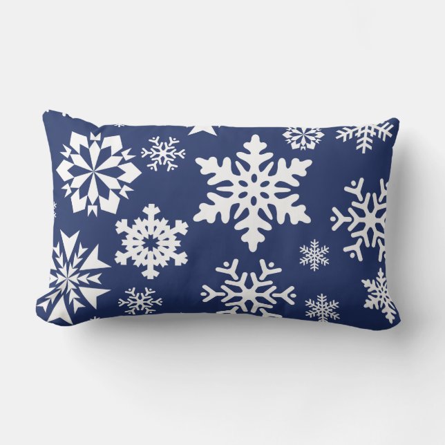 Blue Snowflakes Winter Weihnachtsfeiertag Muster Lendenkissen (Vorderseite)