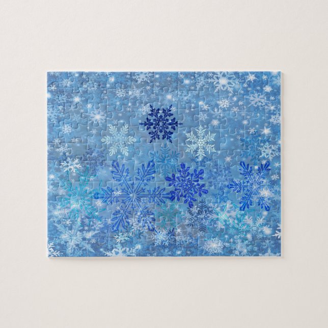 Blue Snowflics Design Jigsaw Puzzle (Horizontal)