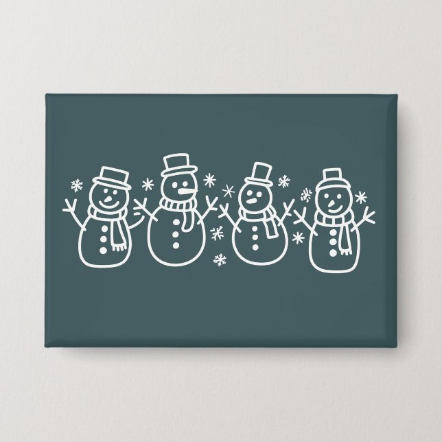 Blue Snowman Christmas Holiday Winter Festive Xmas Button (Vorderseite)