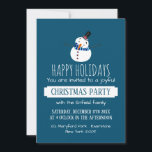 Blue Snowman, Christmas Party Einladung<br><div class="desc">Diese Blue Snowman, Weihnachten Party Einladungen sind perfekt für jeden, der ein fröhliches und fröhliches Ereignis veranstaltet. Diese Einladungen eignen sich hervorragend für Party, Restaurants oder ein besonderes Essen für Familien und Freunde. Sie werden Ihre Gäste begeistern. Das Snowman-Design kann leicht personalisiert werden und ist die perfekte Ankündigung für jedes...</div>
