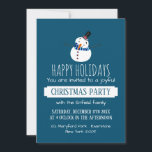 Blue Snowman, Christmas Party Einladung<br><div class="desc">Diese Blue Snowman, Weihnachten Party Einladungen sind perfekt für jeden, der ein fröhliches und fröhliches Ereignis veranstaltet. Diese Einladungen eignen sich hervorragend für Party, Restaurants oder ein besonderes Essen für Familien und Freunde. Sie werden Ihre Gäste begeistern. Das Snowman-Design kann leicht personalisiert werden und ist die perfekte Ankündigung für jedes...</div>