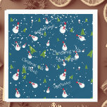 Blue Snowman Christmas Personalisiert Serviette<br><div class="desc">Mit unserem niedlichen Party-Papierteller sorgen wir für festliche Ansammlungen. Mit winzigen Schneemännern und Weihnachtsbäumen tanzen im Schnee. Personalisieren Sie sie mit Ihrem bevorzugten Weihnachtsnamen oder Ihrer Nachricht,  um maßgeschneiderte Party-Software zu erstellen.</div>