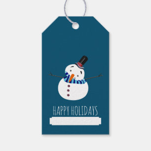 Blue Snowman, Happy Holidays Geschenkanhänger