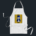 Blue Snowman on Gold Christmas Schürze<br><div class="desc">Ein niedliches und buntes Weihnachtsmuster mit Schneemännern in blauen Samthut und Westen,  auf festlichem goldenen Hintergrund mit goldenen Sternen,  um eine stilvolle und skurrile Touch zu Ihren Weihnachtsdekorationen in diesem Jahr hinzuzufügen.</div>