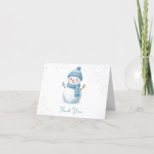 Blue Snowman Winter Baby Dusche Dankeskarte