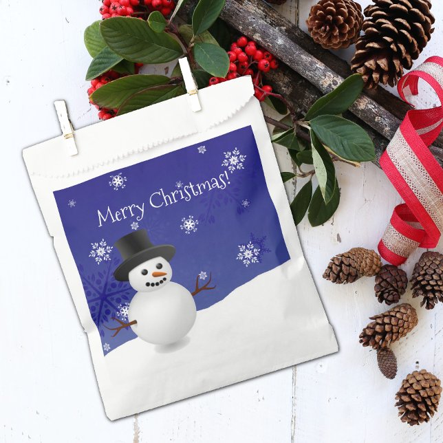 Blue Snowman Winter Landschaft Weihnachten Gefälli Geschenktütchen (Blue Snowman winter Scenery Christmas Favor Bag)