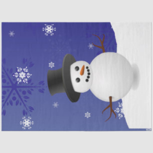 Blue Snowman Winterlandschaft Weihnachtszettel Seidenpapier