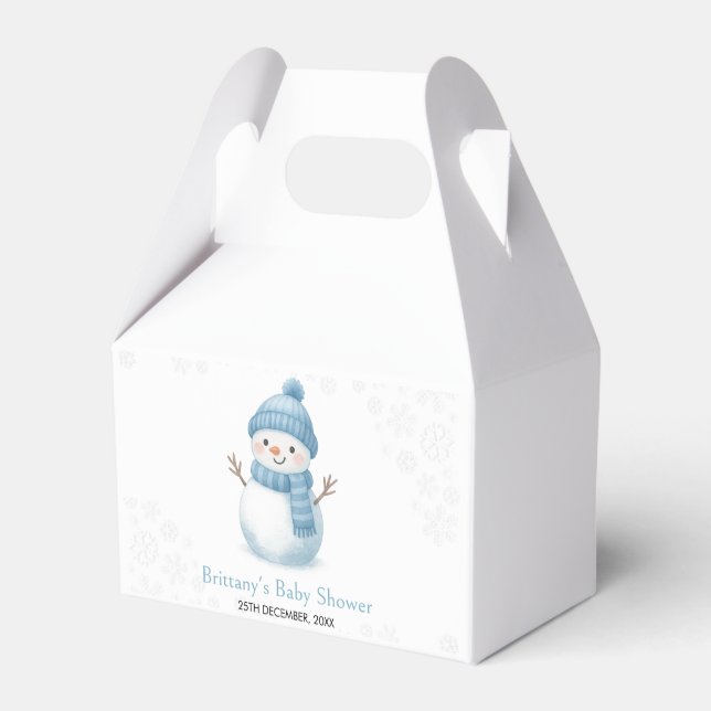  Blue Snowmen Boy Baby Shower Geschenkschachtel (Vorderseite)