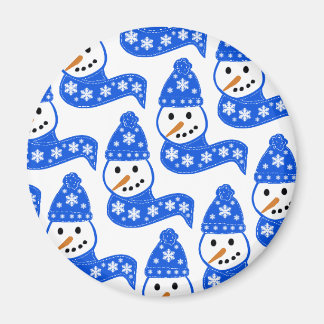 Blue Snowmen Scarves Magnet