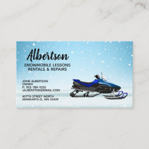 Blue Snowmobile Mietunterricht Business Cards Visitenkarte