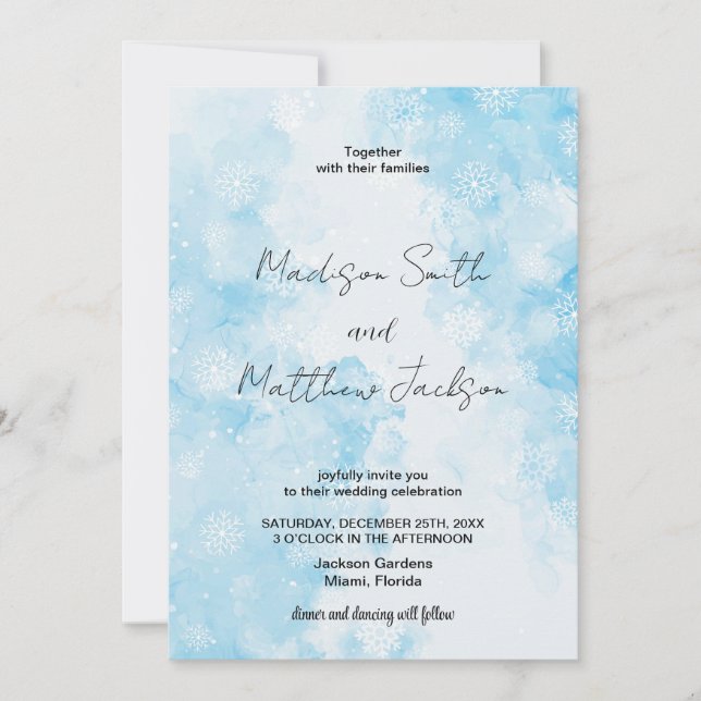 Blue Snows Cloud Wedding Einladungen (Vorderseite)