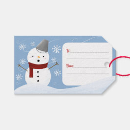 Blue Snowy Sky Snowman Frohe Weihnachten Geschenkanhänger