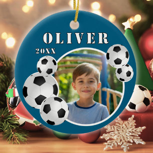Blue Soccer Ball Foto Keramik Ornament