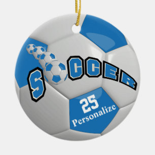 Blue Soccer Ball   Personalisieren Keramikornament