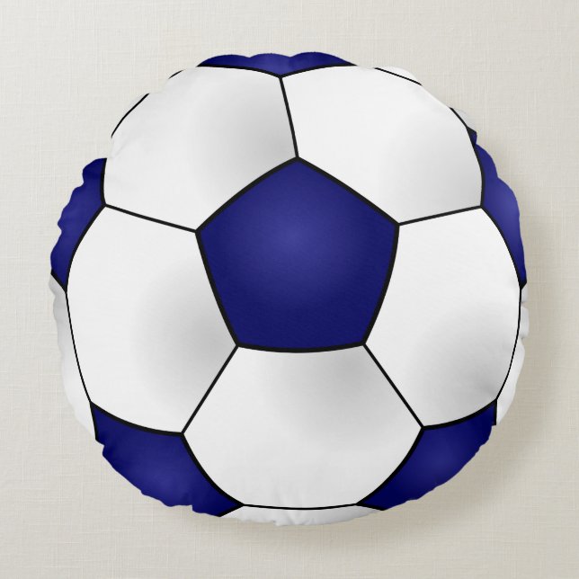 Blue Soccer Ball Round Pillow Rundes Kissen (Vorderseite)