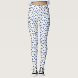 Blue Soccer Balls gestalten Multifunktionsdrucker- Leggings