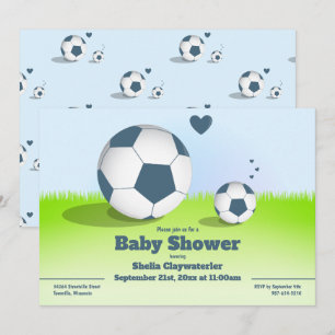 Blue Soccer/Football Baby Shooter  Einladung
