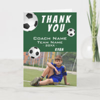 Blue Soccer Football Danke, Coach Foto Card