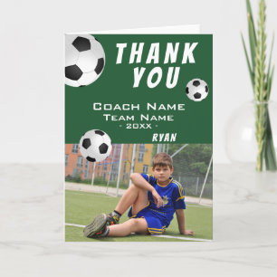 Blue Soccer Football Danke, Coach Foto Card Dankeskarte