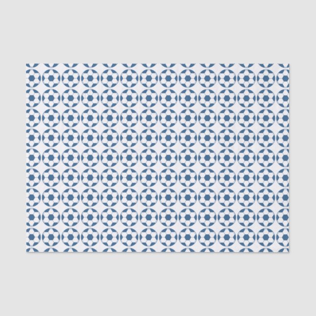 Blue Soccer Footballs Pattern Seidenpapier (Vorderseite)