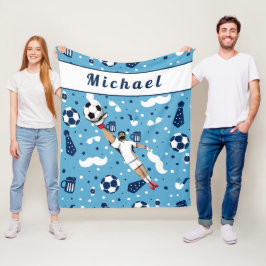 Blue Soccer Goalie Torhüter Spielername Fleecedecke