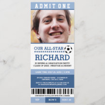 Blue Soccer Graduation Party - Einladung