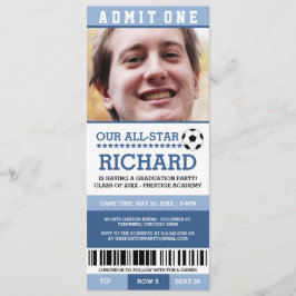 Blue Soccer Graduation Party - Einladung