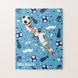 Blue Soccer Player Ball Muster Kinder Sport benenn