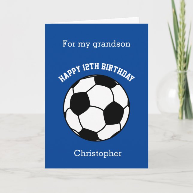 Blue Soccer Sport 12e carte d'anniversaire (Devant)