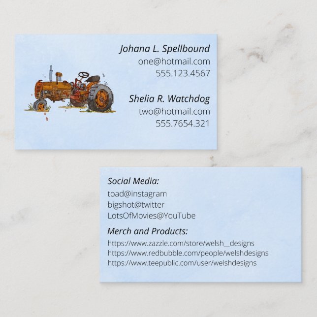 Blue Social introduction calling card-tractor Visitenkarte (Vorne/Hinten)