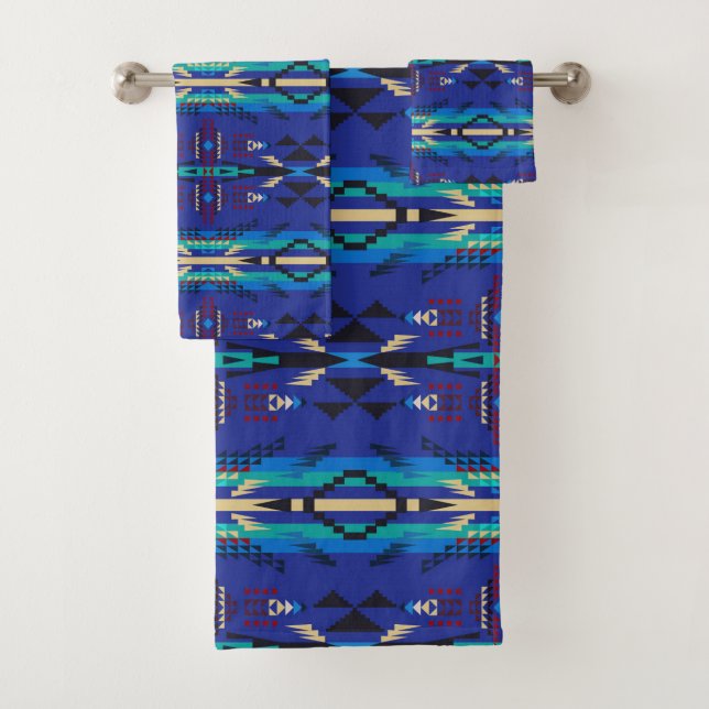 Blue Southwestern Country Bath Handtuch Set (Insitu)