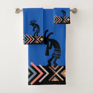 Blue Southwestern Kokopelli Badetuch Set