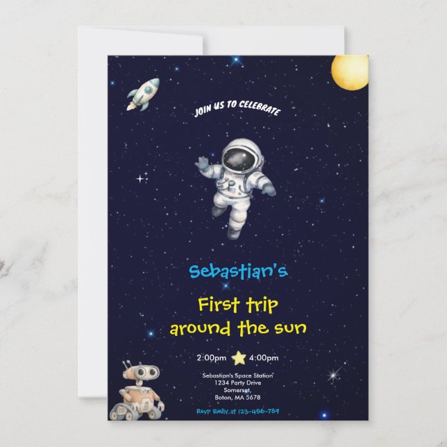 BLUE SPACE BIRTHDAY INVITATION (Devant)