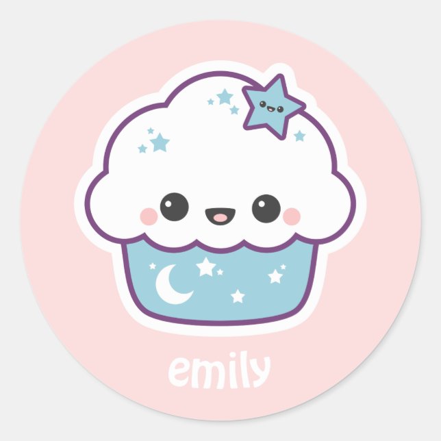 Blue Space Cake Runder Aufkleber (Vorderseite)