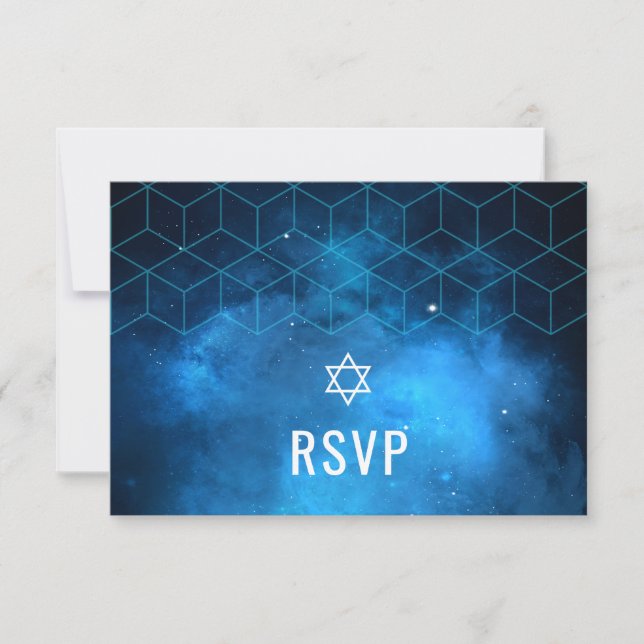 Blue Space Galaxy Bar Mitzvah RSVP (Devant)