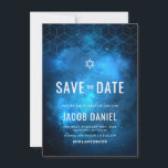 Blue Space Galaxy Bar Mitzvah Save The Date<br><div class="desc">Moderne Raum Thema Bar Mitzvah speichern die Daten in blau und schwarz. Personalisieren Sie Ihre Veranstaltung ganz einfach!</div>