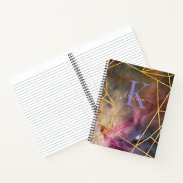 Blue Space Gold Glitzer Sparkname Monogram Notizbuch