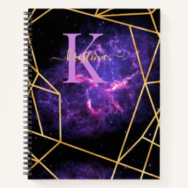 Blue Space Gold Glitzer Sparkname Monogram Notizbuch